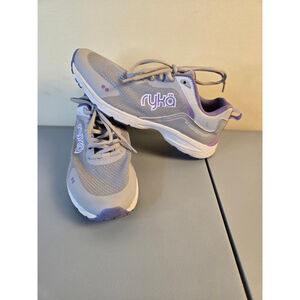 Women's Ryka Gray Purple Sky Walk Rush Athletic Shoes Size 6.5